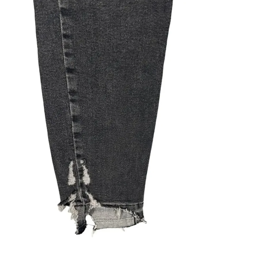 Topshop Jamie Women’s Black Shark Bite Hem Denim Jeans Cotton Blend Size 32